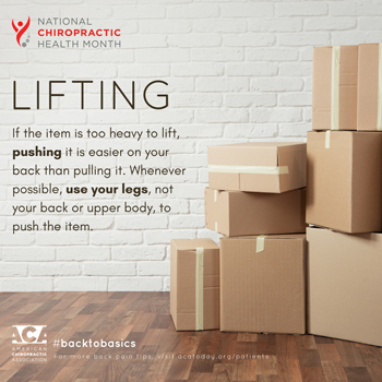 Dr. Hoang's Chiropractic Clinic advises lifting with your legs.