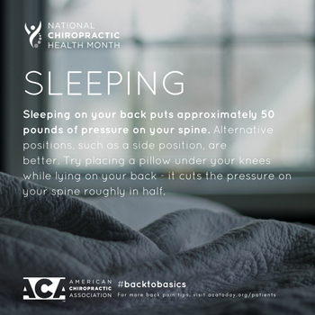 Dr. Hoang's Chiropractic Clinic recommends putting a pillow under your knees when sleeping on your back.