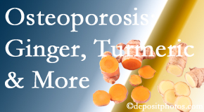 Dr. Hoang's Chiropractic Clinic presents benefits of ginger, FLL and turmeric for osteoporosis care and treatment.