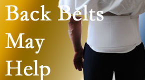 Montreal back pain sufferers wearing back support belts are supported and reminded to move carefully while healing.
